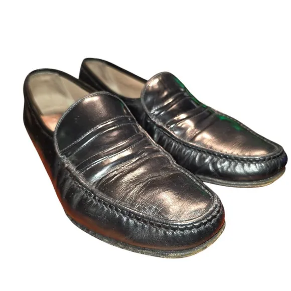 Bally Shoes Penny Loafer Gray Leather Made in Italy Men's Sz 8.5