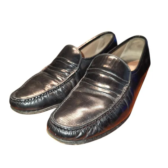 Bally Shoes Penny Loafer Gray Leather Made in Italy Men's Sz 8.5