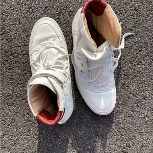 Bally White and Red High-Top Sneakers