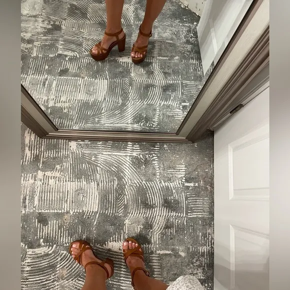 Bamboo Platform Strappy Tan Sandals