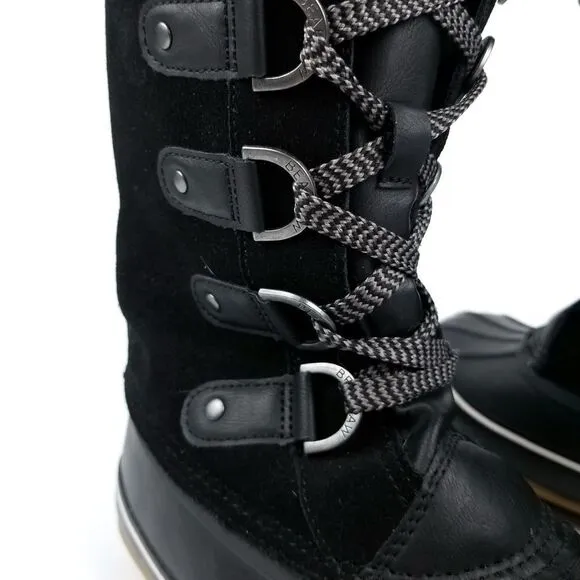 Bearpaw Black Hiber-Tech Cozy Wool Waterproof Leather Duck Boots 8 Rain Gorpcore