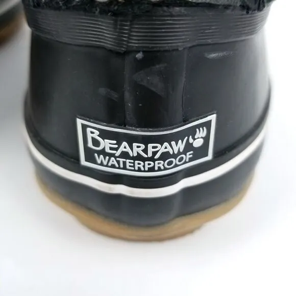 Bearpaw Black Hiber-Tech Cozy Wool Waterproof Leather Duck Boots 8 Rain Gorpcore