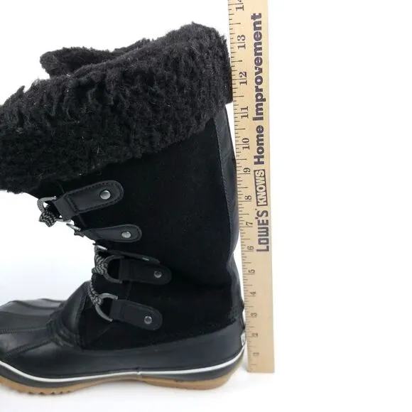 Bearpaw Black Hiber-Tech Cozy Wool Waterproof Leather Duck Boots 8 Rain Gorpcore