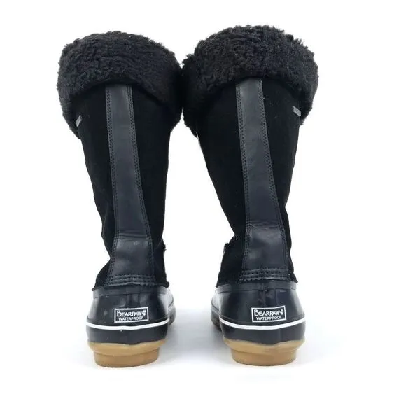 Bearpaw Black Hiber-Tech Cozy Wool Waterproof Leather Duck Boots 8 Rain Gorpcore