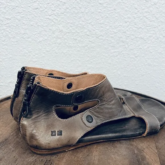 Bed Stu Leather Soto Distressed Flat Back-Zip Sandals Women's Size 8