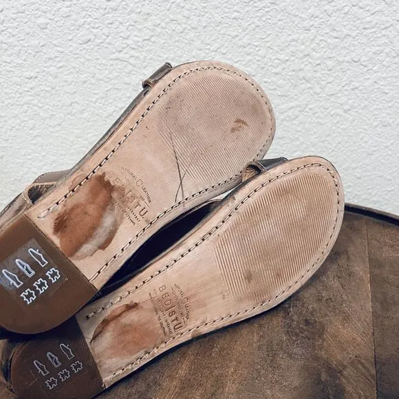 Bed Stu Leather Soto Distressed Flat Back-Zip Sandals Women's Size 8