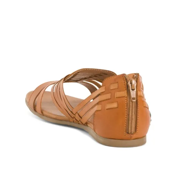 BED/STU by Roan Pecan Brown Leather Clairise Flat Sandals Women’s Size 8