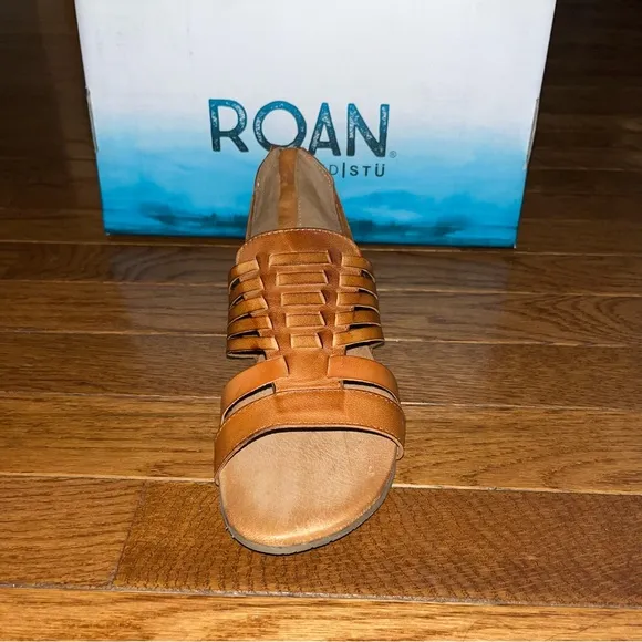 BED/STU by Roan Pecan Brown Leather Clairise Flat Sandals Women’s Size 8
