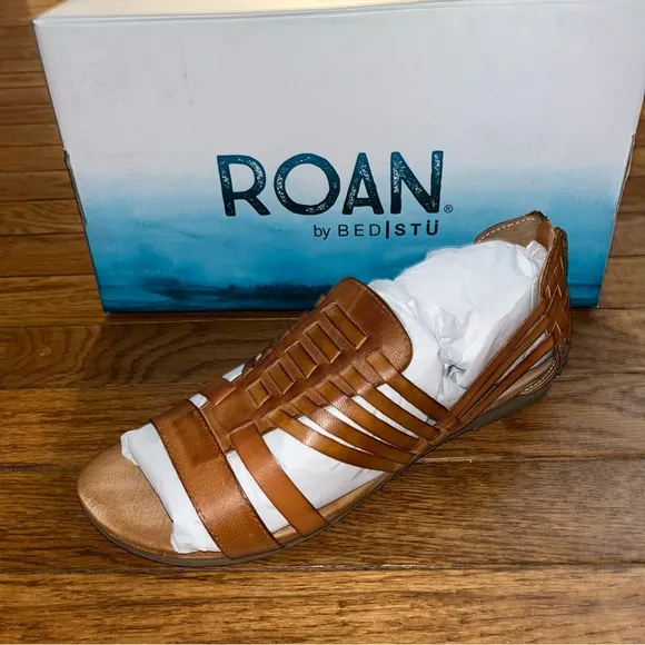BED/STU by Roan Pecan Brown Leather Clairise Flat Sandals Women’s Size 8