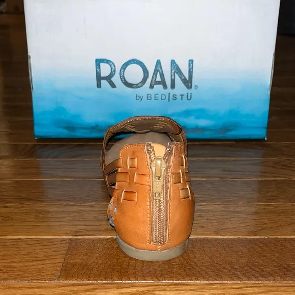 BED/STU by Roan Pecan Brown Leather Clairise Flat Sandals Women’s Size 8