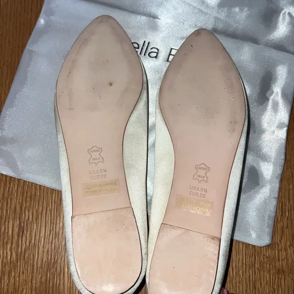Bella Belle white pointed flats with silver and blue stones