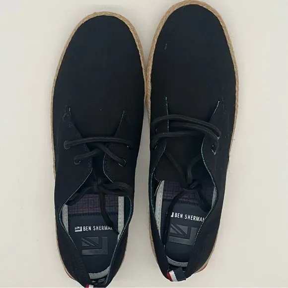 Ben Sherman black lace up canvas sneakers men’s s size 10.5 espadrilles