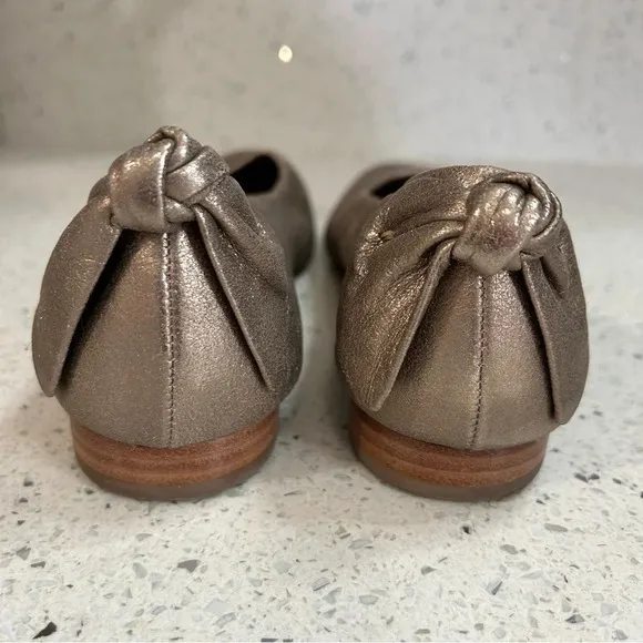 Bernardo Eloise Anthropologie Ballet Flats Metallic Leather Bow​​​​​