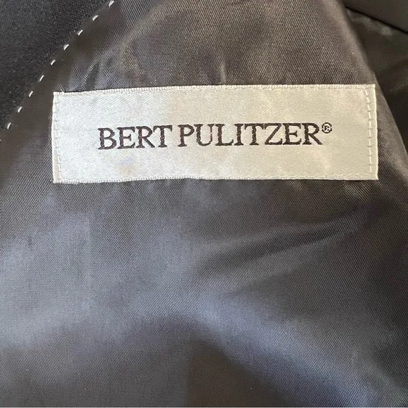 BERT PULITZER BLACK DOUBLE BREASTED CLASSIC WOOL BLEND BLAZER
