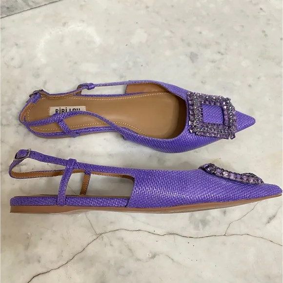Bibi Lou Embellished Buckle Pointed Toe Ballet Flats