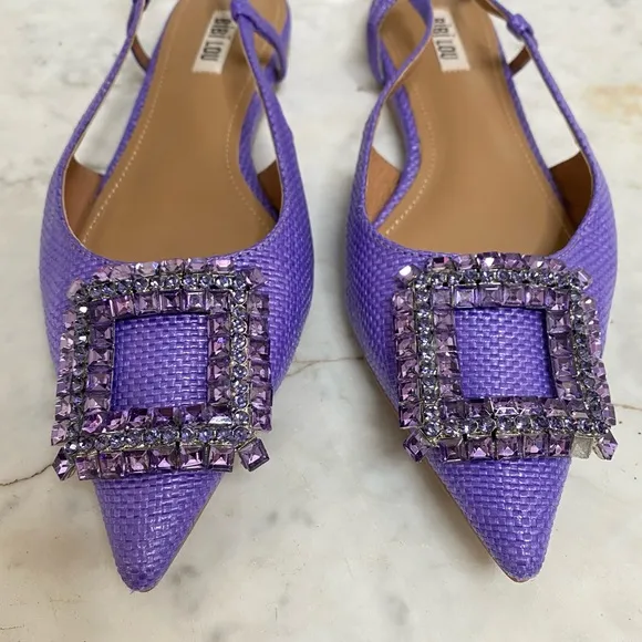Bibi Lou Embellished Buckle Pointed Toe Ballet Flats