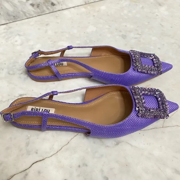 Bibi Lou Embellished Buckle Pointed Toe Ballet Flats