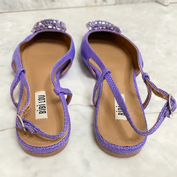 Bibi Lou Embellished Buckle Pointed Toe Ballet Flats