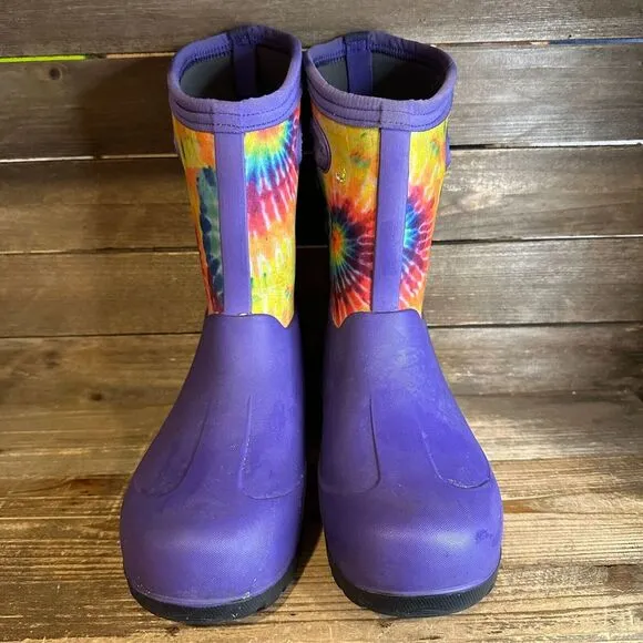 Big Kids Bogs Neo Classic Tie Dye Purple Winter Snow Insulated Boots Size 6‎ Y