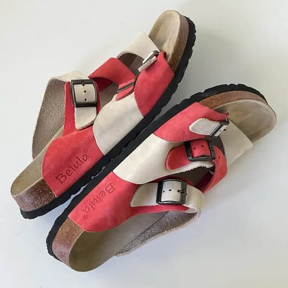 Birkenstock Betula Florida Strappy Triple Strap Red Sandals Size EU 41 Narrow