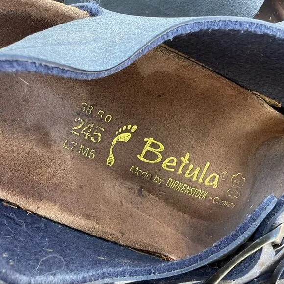 Birkenstock Betula Milano Navy Blue Strappy 3 Strap Sandals Size 38 M5/W7