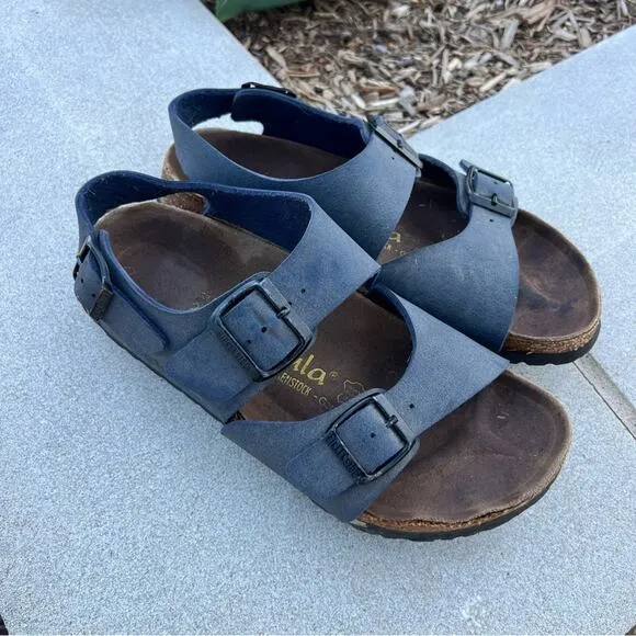 Birkenstock Betula Milano Navy Blue Strappy 3 Strap Sandals Size 38 M5/W7