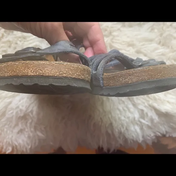 Birkenstock Granada Soft Footbed Sandals Open Toe Denim Blue Sz 40N
