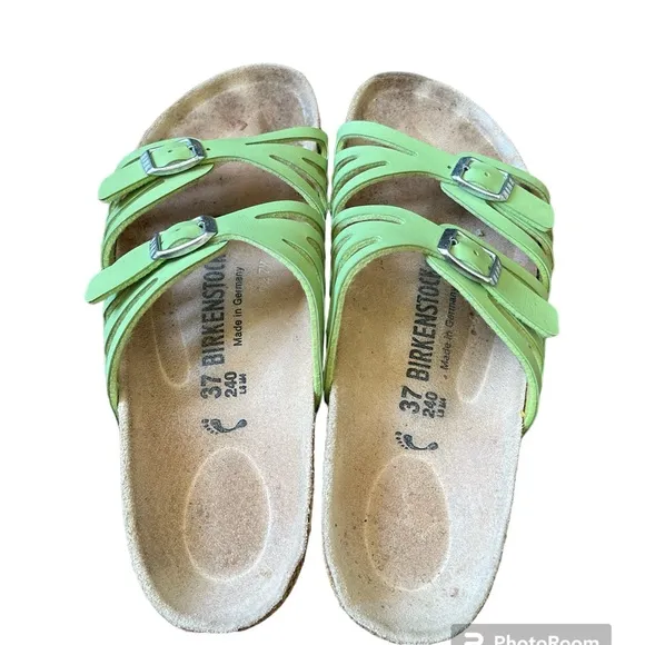 Birkenstock light green strappy sandals size 37
