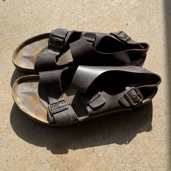 Birkenstock Milano Brown Leather Sandals Men’s Size 11 Euro 44
