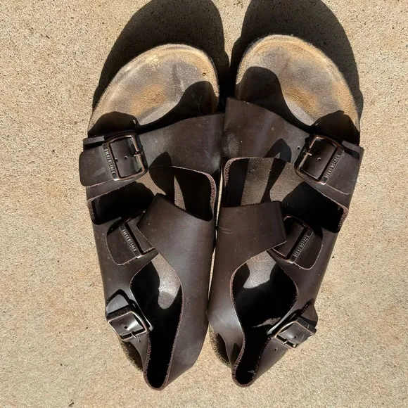 Birkenstock Milano Brown Leather Sandals Men’s Size 11 Euro 44
