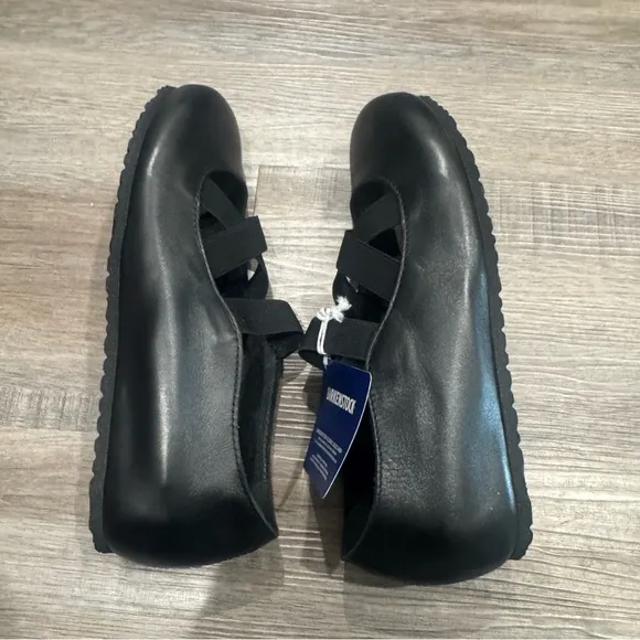Birkenstock Santa Ana Black Leather Ballet Flats