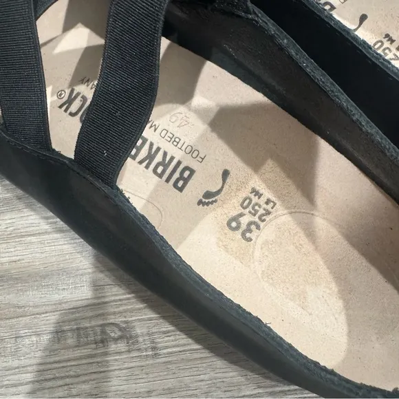 Birkenstock Santa Ana Black Leather Ballet Flats