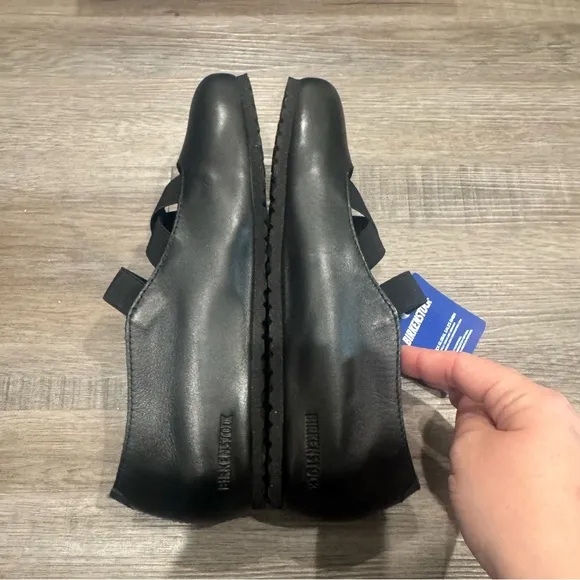Birkenstock Santa Ana Black Leather Ballet Flats