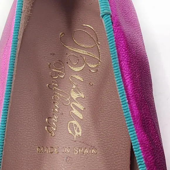 BISUE Anthropologie Ballerinas Metallic Tasseled Loafers Flats Pink