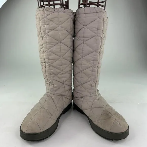 Bogs Women's Snowday Tall Boot US 9 Beige Quilted Cold Weather Winter Snow Boots
