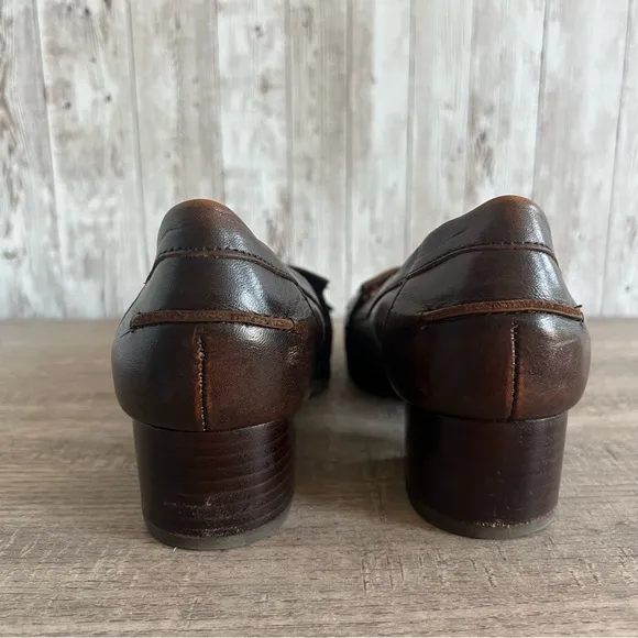 Born Classic Brown Heeled Loafers for Women 7