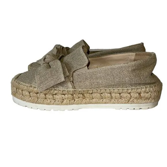 Botkier Wesley Beige Canvas Platform Espadrilles Size 10