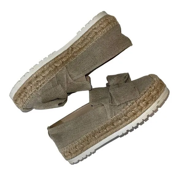 Botkier Wesley Beige Canvas Platform Espadrilles Size 10
