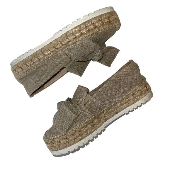 Botkier Wesley Beige Canvas Platform Espadrilles Size 10