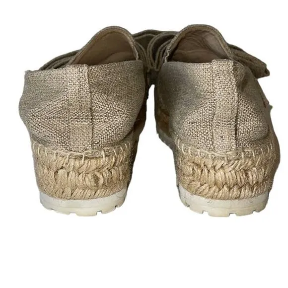 Botkier Wesley Beige Canvas Platform Espadrilles Size 10