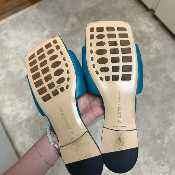 Bottega Veneta Blue Quilted Sandals