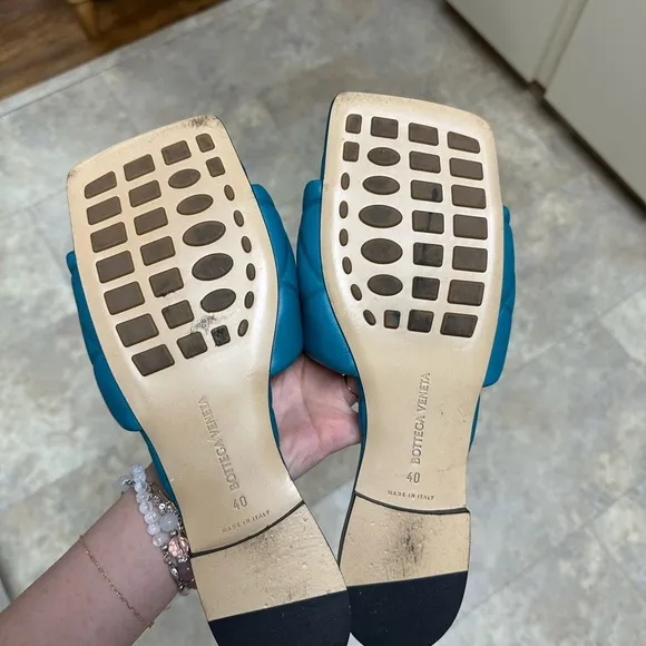 Bottega Veneta Blue Quilted Sandals