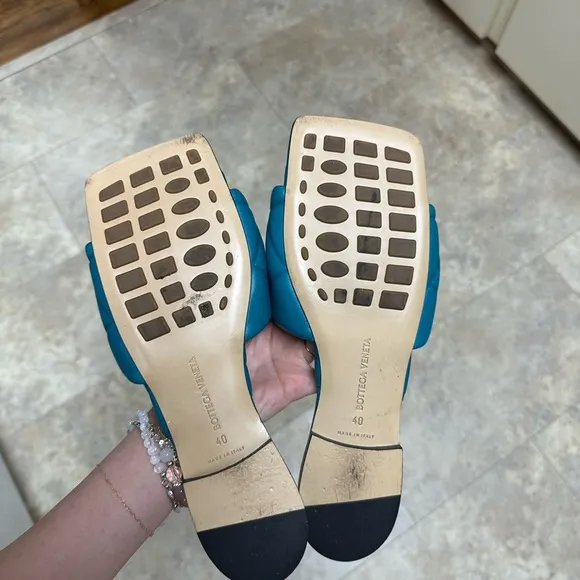 Bottega Veneta Blue Quilted Sandals