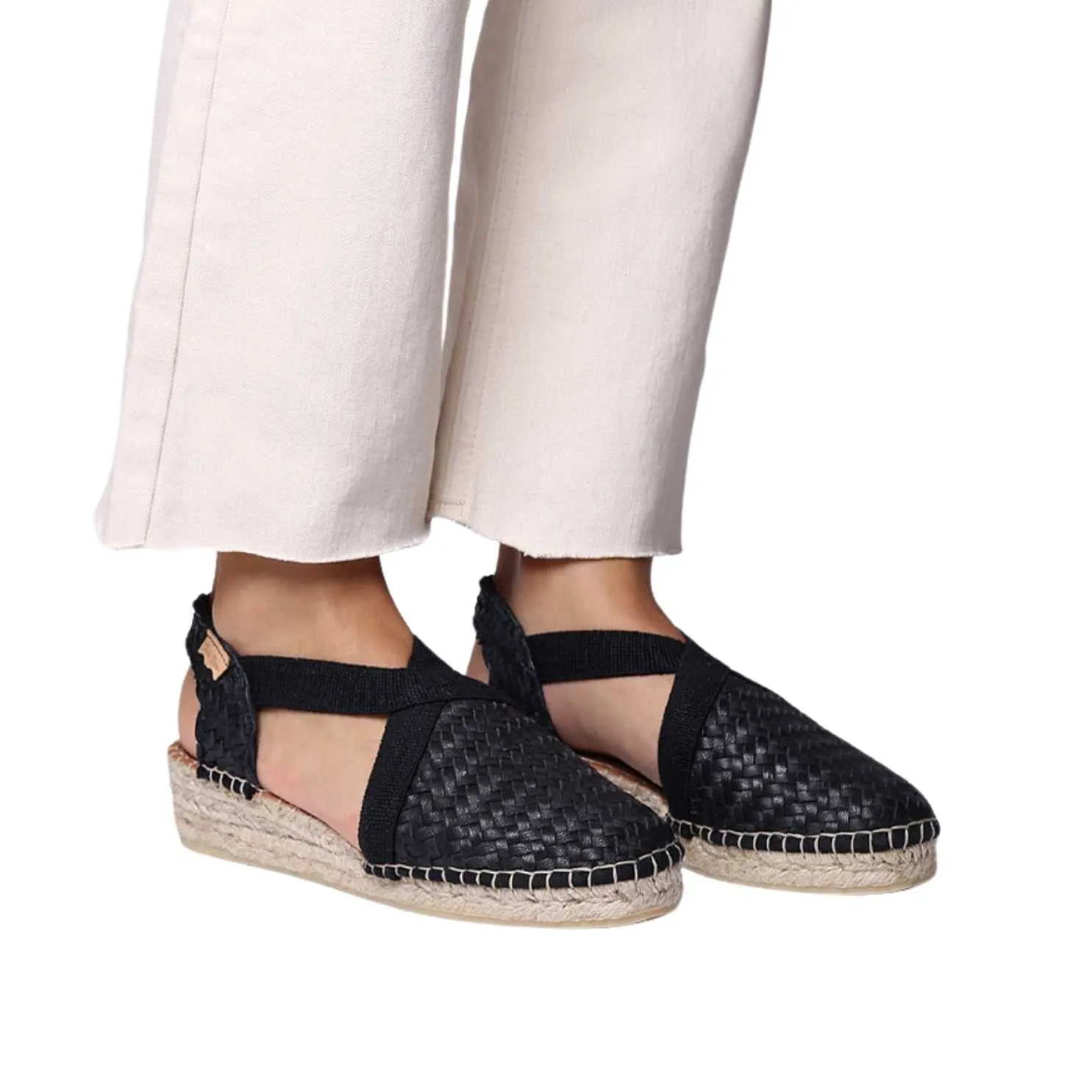 Braided Leather Closed Toe Wedge Espadrille for Women - Siracusa