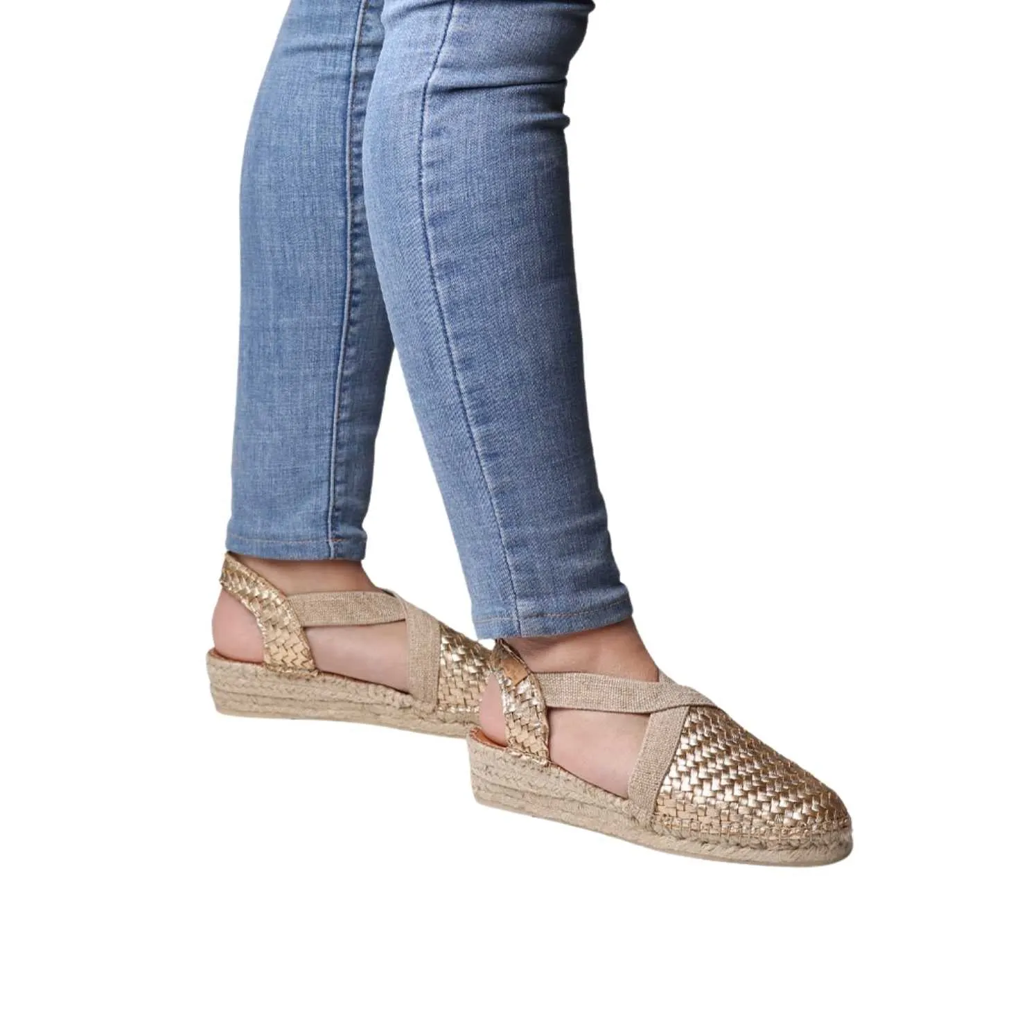 Braided Leather Closed Toe Wedge Espadrille for Women - Siracusa