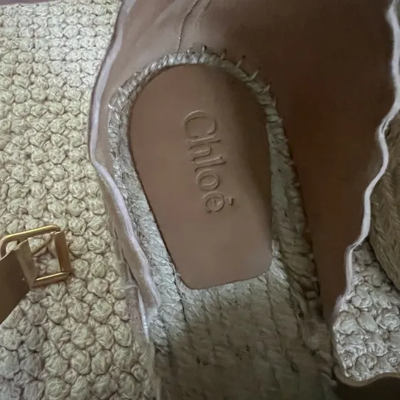 Brand New Chloe Suede Scalloped Accent Espadrilles Sz 39