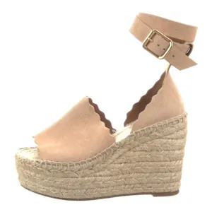 Brand New Chloe Suede Scalloped Accent Espadrilles Sz 39