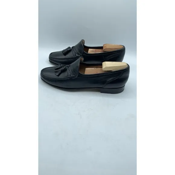 Bruno Magli Braxton italy men's 7 1/2 black leather tassel loafers dress shoes
