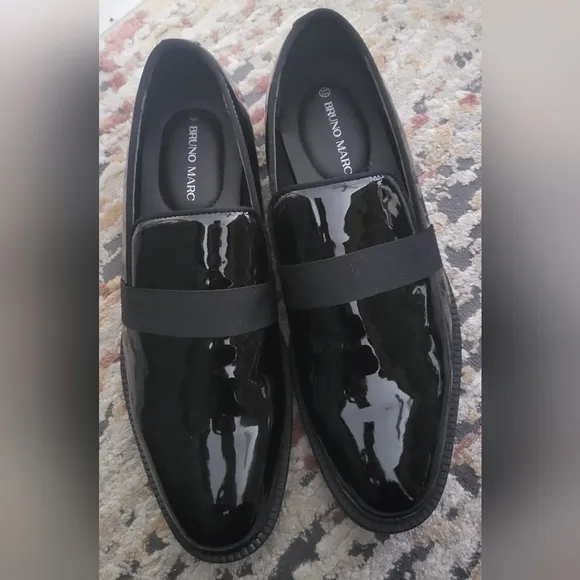 Bruno Marc Men's Dress Tuxedo Shoe Slip-on Patent Leather Loafers Size 9.5 Black