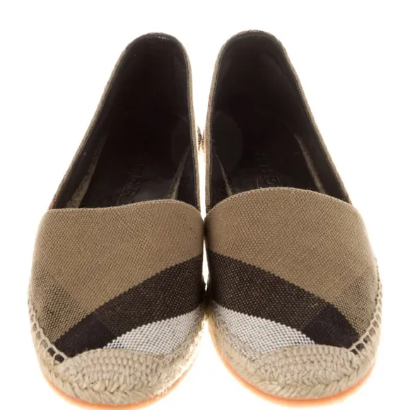 Burberry Neutrals House Check Pattern Canvas Espadrilles